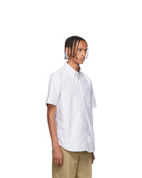 Thom Browne Grey Striped Short Sleeve Shirt