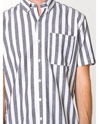 American Apparel Stripe Chambray Short Sleeve Button Down With Pocket