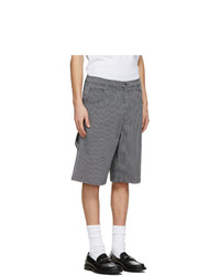 Moschino Navy And White Denim Striped Shorts