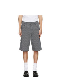 Moschino Navy And White Denim Striped Shorts