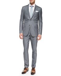 Grey Vertical Striped Suit