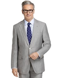 Brooks Brothers Regent Fit Wool And Linen Striped Suit