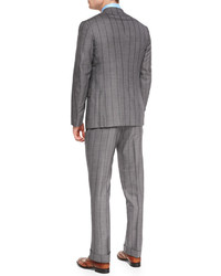 Isaia Shadow Stripe Two Piece Suit Light Gray