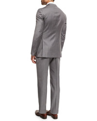 Isaia Super 140s Striped Two Piece Suit Light Gray