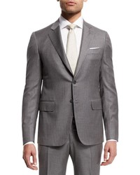 Isaia Super 140s Striped Two Piece Suit Light Gray