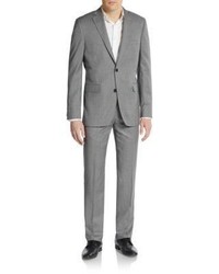 Saks Fifth Avenue Trim Fit Pinstripe Wool Silk Suit
