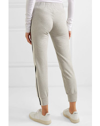 Norma Kamali Cropped Striped Stretch Cotton Jersey Track Pants