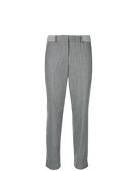 Grey Vertical Striped Tapered Pants
