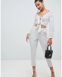 PrettyLittleThing Pinstripe Cropped Tailored Trousers
