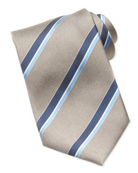 Brioni Oxford Striped Tie Tan