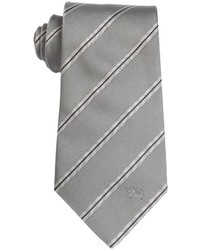 Burberry Light Grey Striped Silk Tie