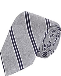 Barneys New York Diagonal Stripe Neck Tie Grey