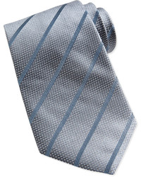 Giorgio Armani Dotted Stripe Silk Tie Light Gray