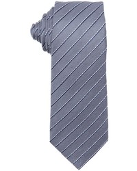 Armani Grey And Black Striped Print Linen Tie
