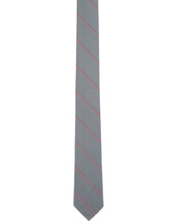 Thom Browne Grey Striped Silk Tie