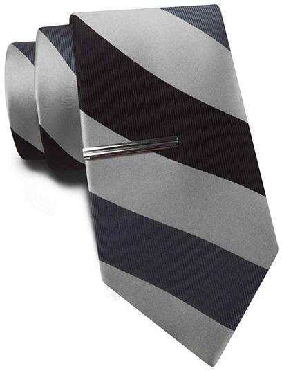jcpenney Jf Jferrar Jf J Ferrar Wide Bar Striped Tie And Tie Bar Set ...