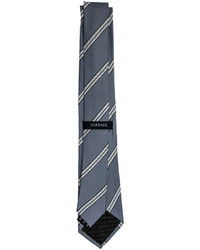 Versace Multicolor Stripe Silk Tie Grayblackwhite