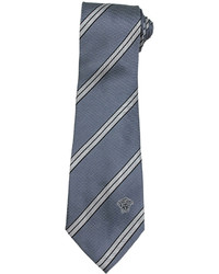 Versace Multicolor Stripe Silk Tie Grayblackwhite