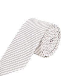 Barneys New York Stripe Seersucker Tie Grey