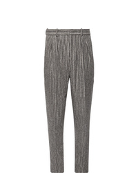 Isabel Marant Vermer Tapered Pleated Striped Slub Cotton Blend Trousers