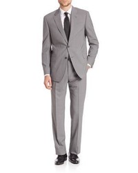 Grey Vertical Striped Wool Suit