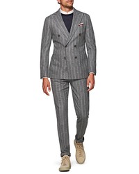 Suitsupply Havana Slim Fit Double Breasted Stripe Wool Suit