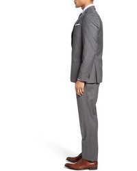 BOSS Hugegenius Trim Fit Stripe Wool Suit