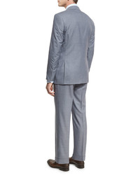 Canali Pencil Stripe Wool Two Piece Suit Graynavy
