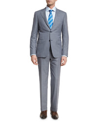 Canali Pencil Stripe Wool Two Piece Suit Graynavy