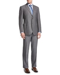 Brioni Striped Super 160s Wool Two Piece Suit Gray