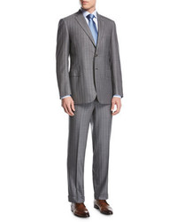 Brioni Striped Super 160s Wool Two Piece Suit Gray