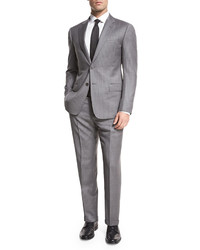 Armani Collezioni Striped Wool Two Piece Suit Gray