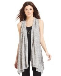 DKNY Jeans Heathered Knit Sleeveless Draped Vest