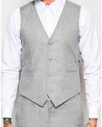 Asos Brand Slim Fit Vest In 100% Linen