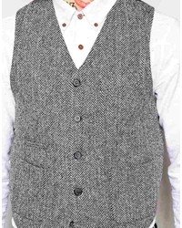 Asos Brand Slim Fit Vest In Harris Tweed Fabric