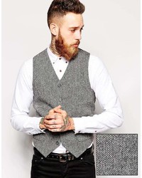 Asos Brand Slim Fit Vest In Harris Tweed Fabric