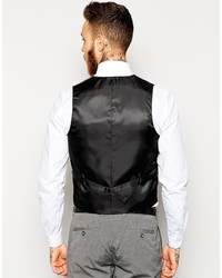 Asos Brand Slim Vest In Gray