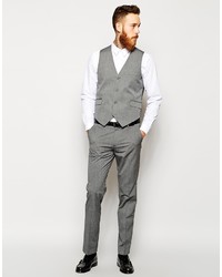 Asos Brand Slim Vest In Gray