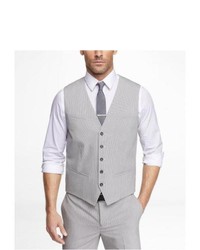 Express Pinstripe Suit Vest White Medium
