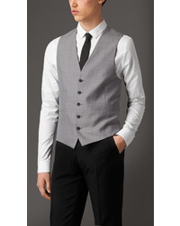 Burberry Modern Fit Wool And Satin Panel Waistcoat