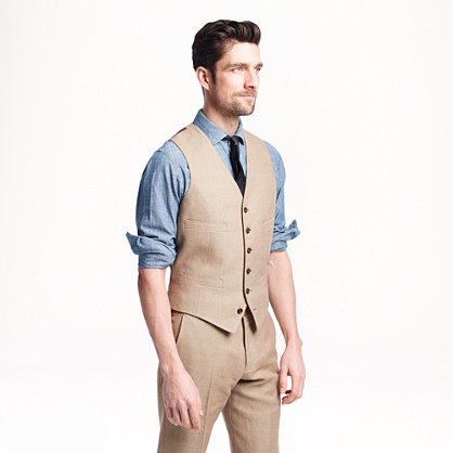 Ludlow Suit Vest In Italian Linen Cotton, $128 | J.Crew | Lookastic.com