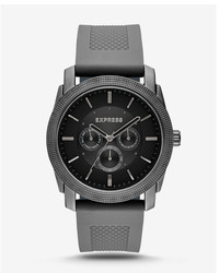 Express Rivington Textured Silicone Multifunction Watch Gray
