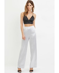 Forever 21 Contemporary Textured Satin Wide Leg Pants