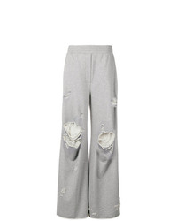 T by Alexander Wang Distressed Wide Leg Track Pants