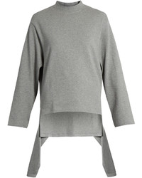 Balenciaga Draped Panel Round Neck Cotton Sweatshirt