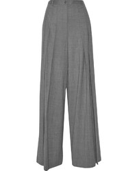 Michl Kors Collection Pleated Stretch Wool Wide Leg Pants