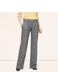 LOFT Peppered Tweed Pleated Wide Leg Trousers In Marisa Fit