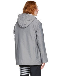 Thom Browne Grey Nylon 4 Bar Anorak Jacket