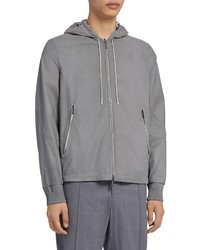 Zegna Reversible Leather Zip Hoodie In Dk Gry Sld At Nordstrom