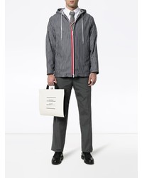 Thom Browne Stripe Print Hooded Cotton Jacket